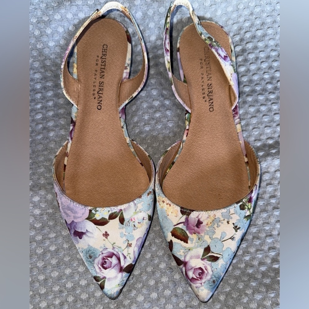Purple and Cream Heels with Artistic Floral Design